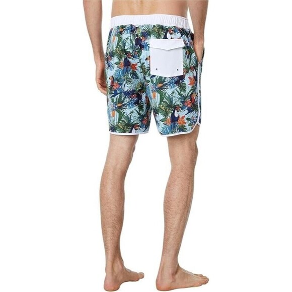 Johnnie-O Aventura Lined Swim Trunks Mens Size XXL 2XL Tropical Floral Toucan - Picture 2 of 15